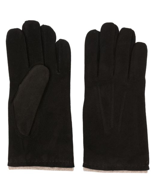 Orciani faux-suede knitted-lining gloves