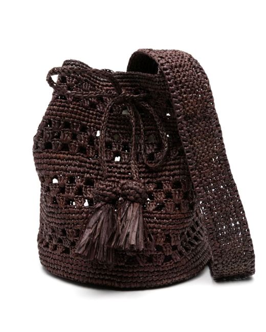 Manebi single-strap raffia crossbody bag
