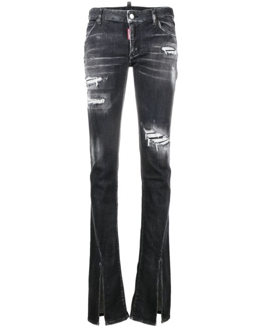 Dsquared2 logo-tag distressed flared jeans