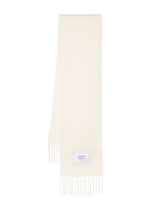 Maison Kitsuné logo-patch fringed scarf