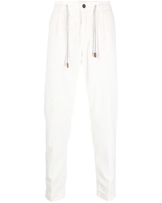 Eleventy drawstring cotton-blend tapered trousers