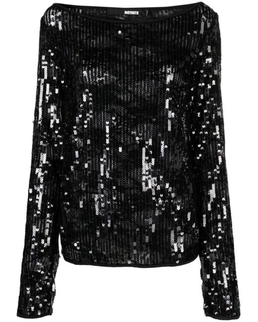 Rotate long-sleeve sequined top