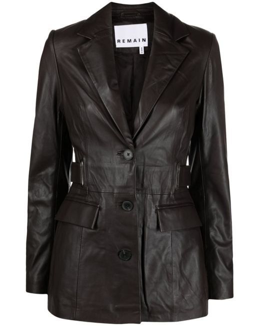 Remain single-breasted leather blazer