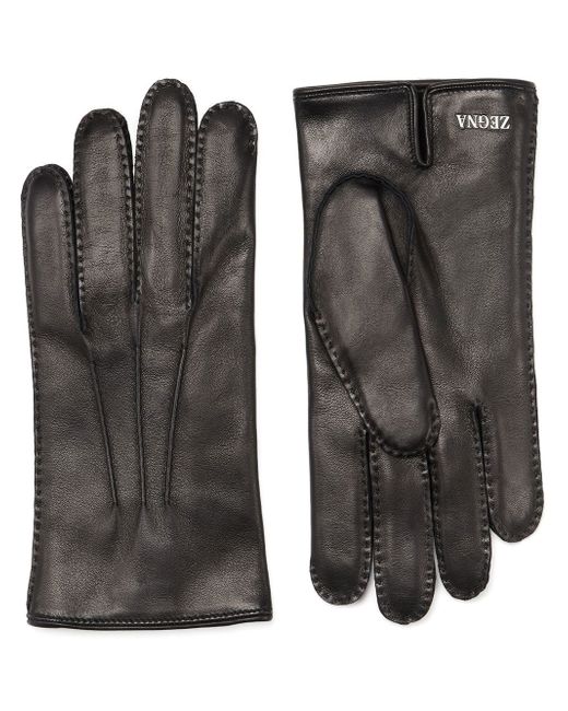 Z Zegna cashmere-lined leather gloves