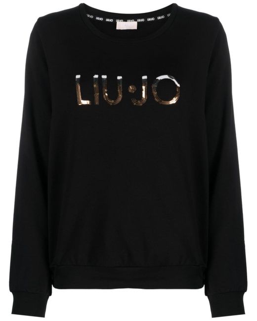 Liu •Jo logo-sequin crew-neck sweatshirt