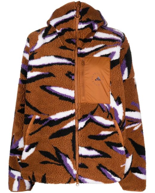 Adidas by Stella McCartney leaf-print zip-up fleece jacket