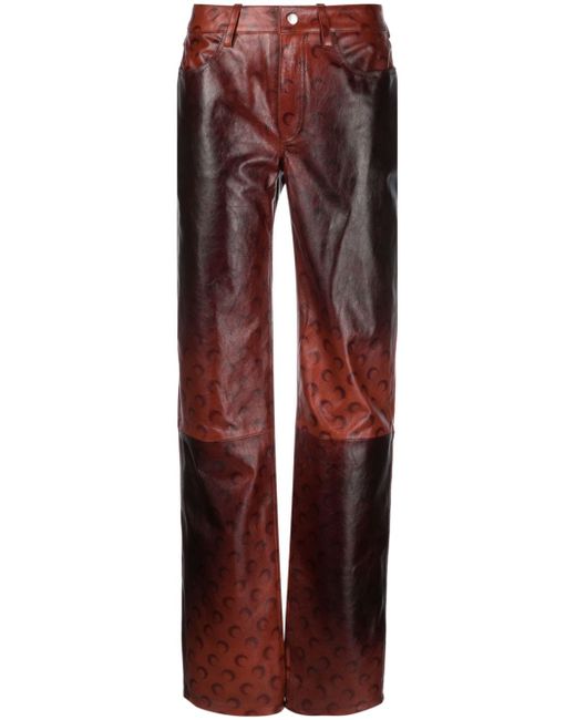 Marine Serre Airbrushed Crafted leather straight-leg trousers