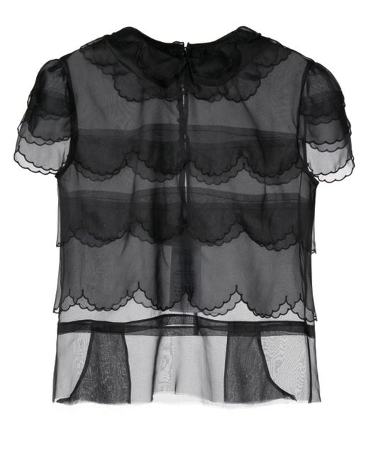 Maison Margiela four-stitch logo semi-sheer blouse