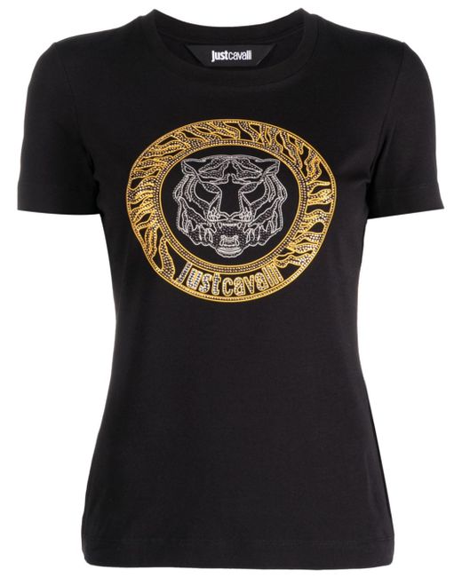 Just Cavalli logo-print stud-embellished T-shirt
