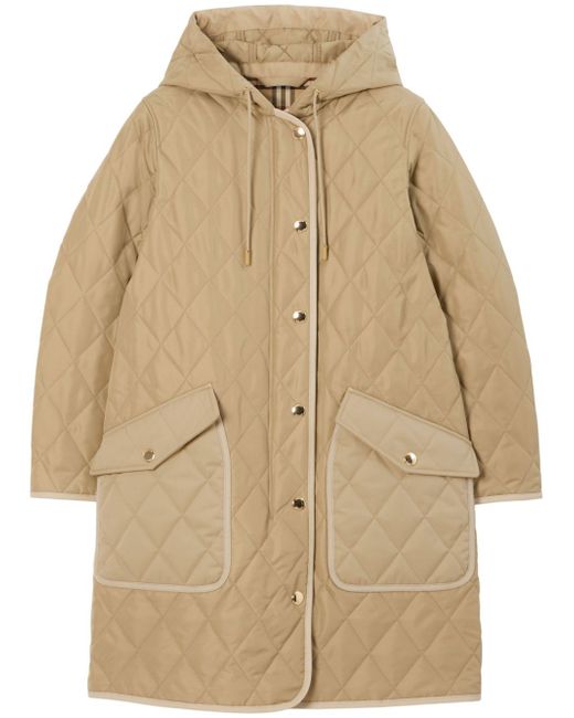 Burberry diamond-quilted hooded parka coat