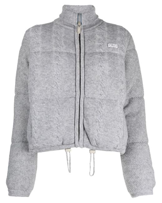 Gcds cable-knit zip-up bomber jacket