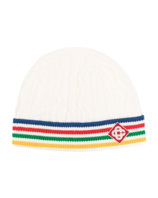 Casablanca striped cable-knit wool beanie