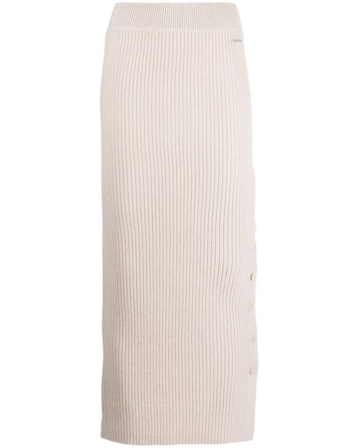 Calvin Klein button-fastening ribbed-knit skirt