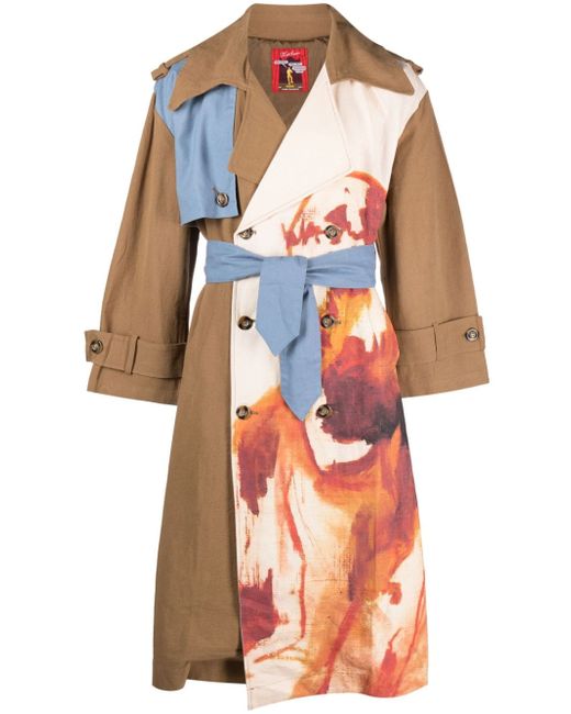 KidSuper painterly-print belted canvas trench coat