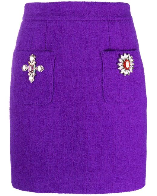 Moschino brooch-embellished high-waisted skirt