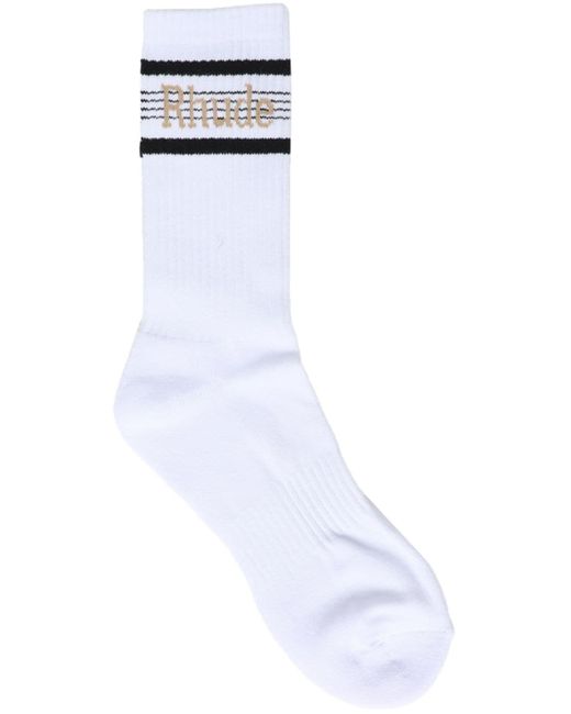 Rhude logo-print stripe-detail ankle socks
