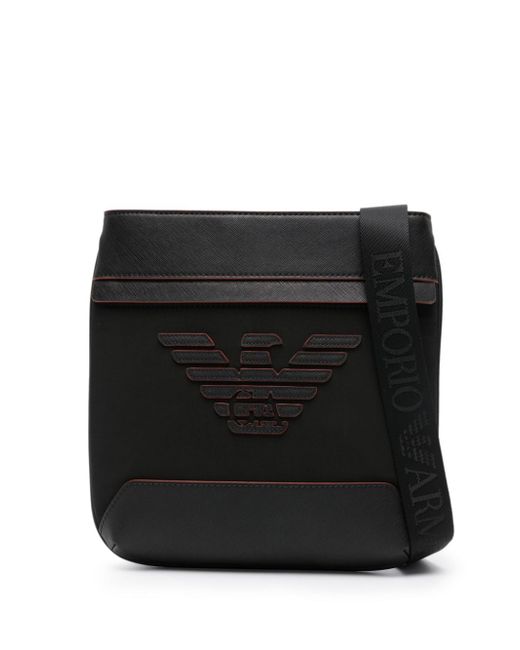 Emporio Armani logo-patch leather messenger bag