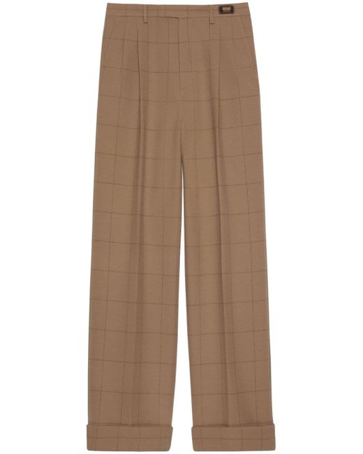 Gucci grid-pattern wide-leg trousers