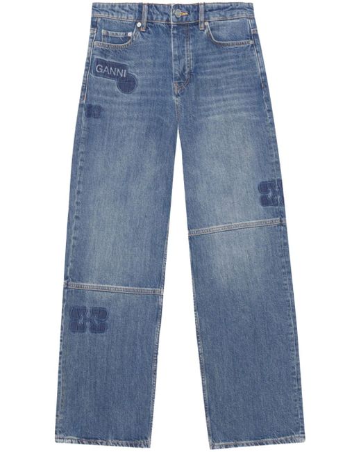 Ganni Patch Izey straight-leg jeans