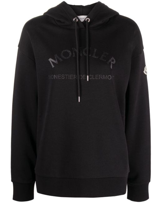 Moncler glitter logo-print hoodie