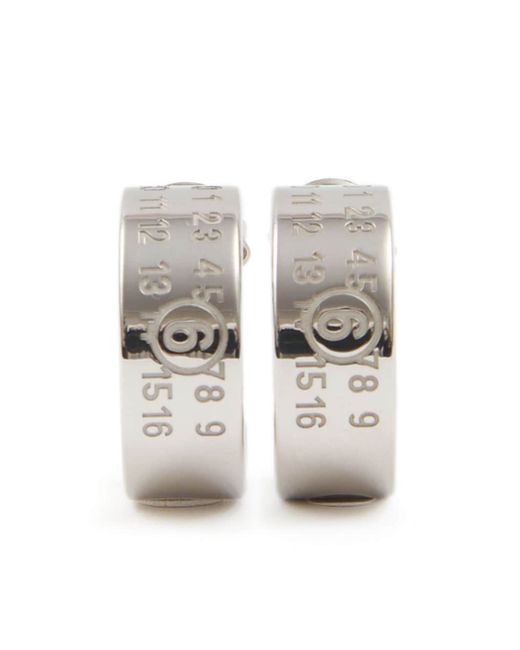 Mm6 Maison Margiela signature engraved-numbers hoop earrings