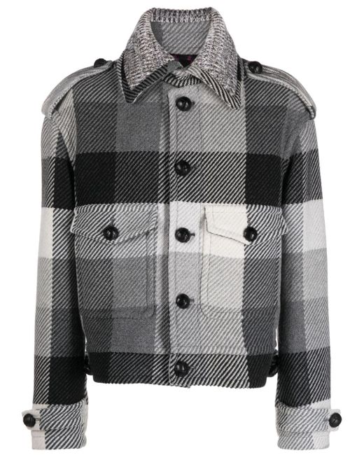 Etro plaid-check button-up wool blend jacket