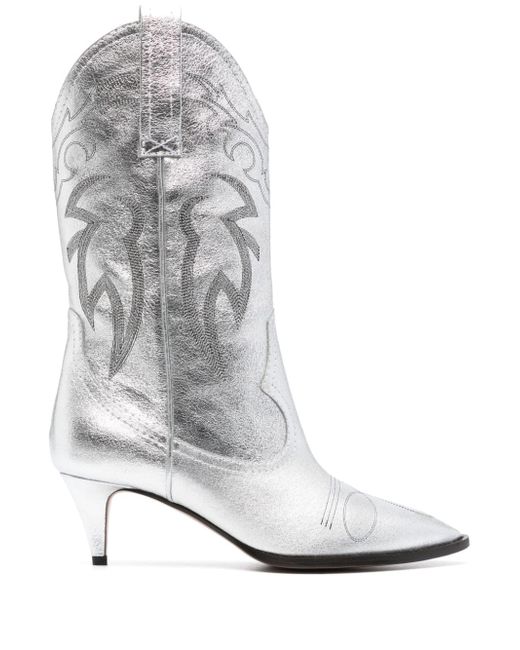 Moschino Jeans 65mm metallic-effect leather boots