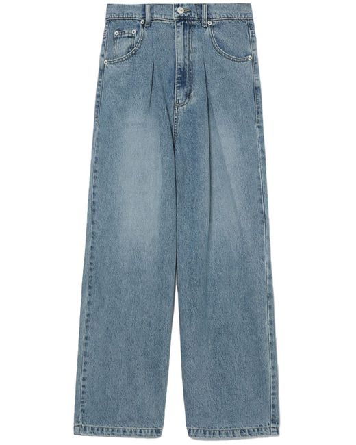 Sjyp pleat-detail wide-leg jeans