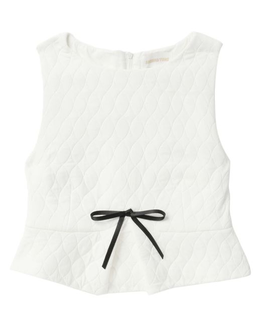 Shushu-Tong bow-detail quilted cropped top