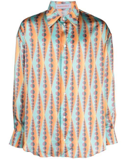Bluemarble Pop-print pointed flat collar shirt
