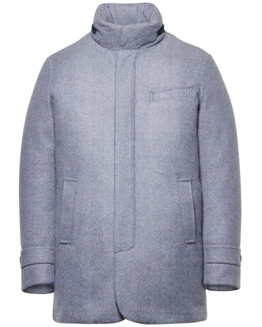 Norwegian Wool herringbone padded hooded jacket