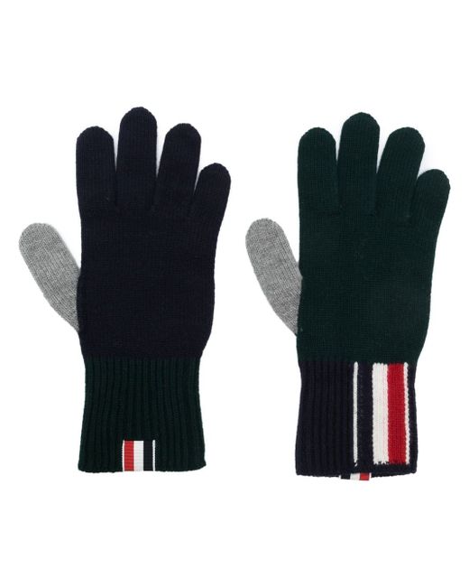 Thom Browne Fun Mix intarsia-knit logo wool gloves