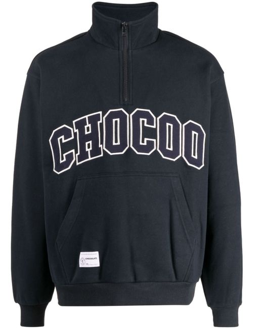 Chocoolate logo-patch zip-up sweatshirt