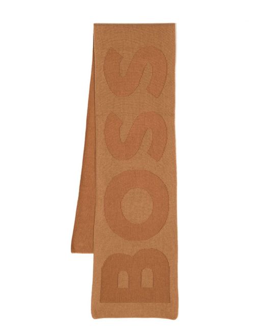 Boss intarsia-knit logo scarf