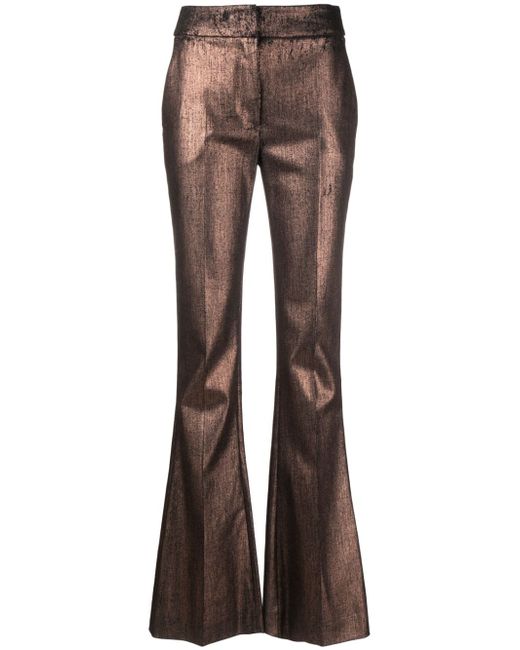 Genny metallic-finish flared trousers