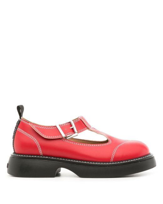 Ganni Everyday contrast-stitching ballerina shoes