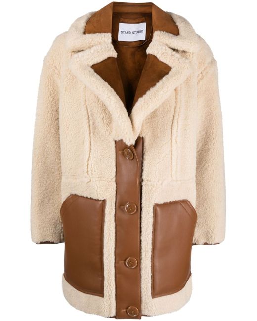 Stand Studio single-breasted faux-shearling coat