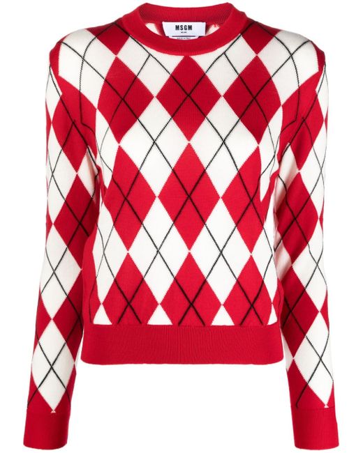 Msgm argyle intarsia-knit jumper