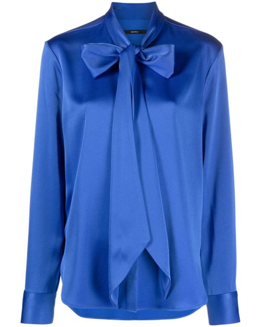 Alex Perry pussy bow-collar satin blouse