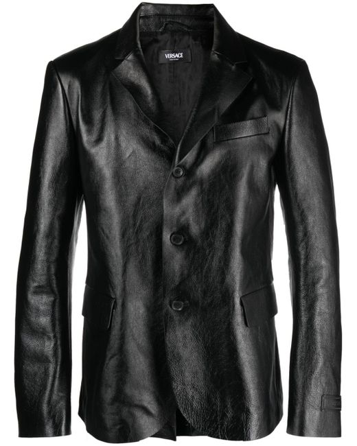 Versace single-breasted leather blazer