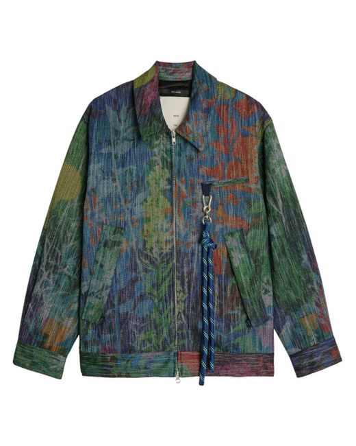 Song For The Mute painterly-print zip-up jacket