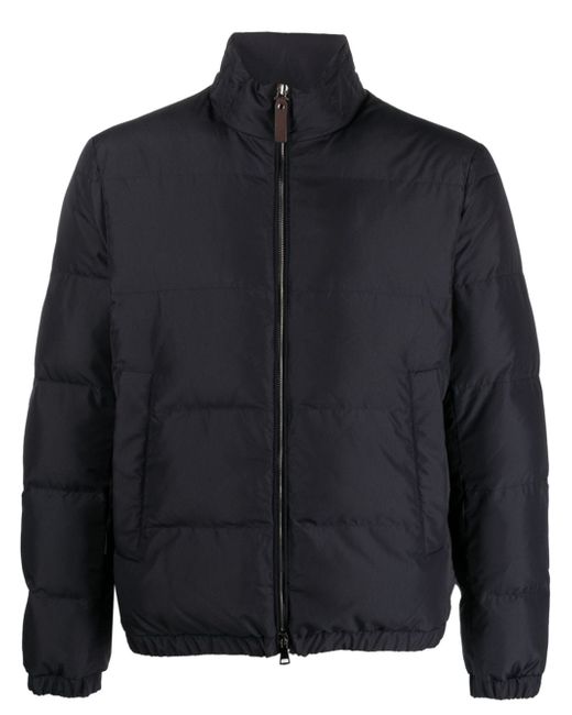 Canali leather-tag padded jacket