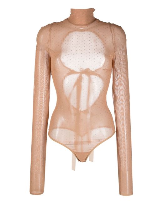 Nensi Dojaka crystal-embellished mesh bodysuit