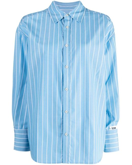 Izzue striped pointed-collar long-sleeve shirt