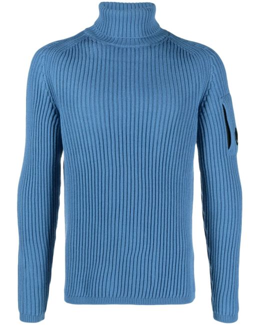 CP Company Lens-appliqué ribbed-knit jumper