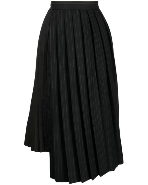 Sacai pinstripe asymmetric pleated skirt