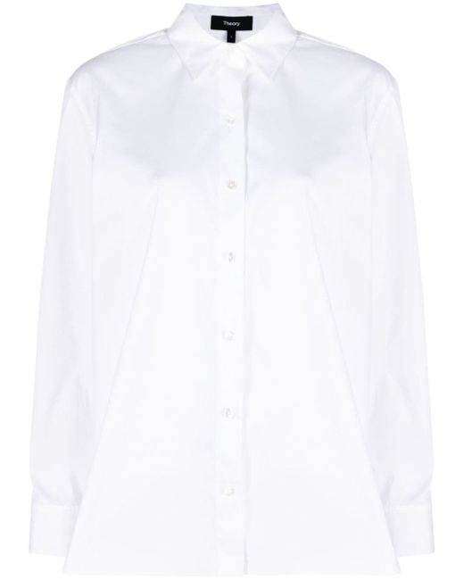 Theory long-sleeve cotton-blend shirt