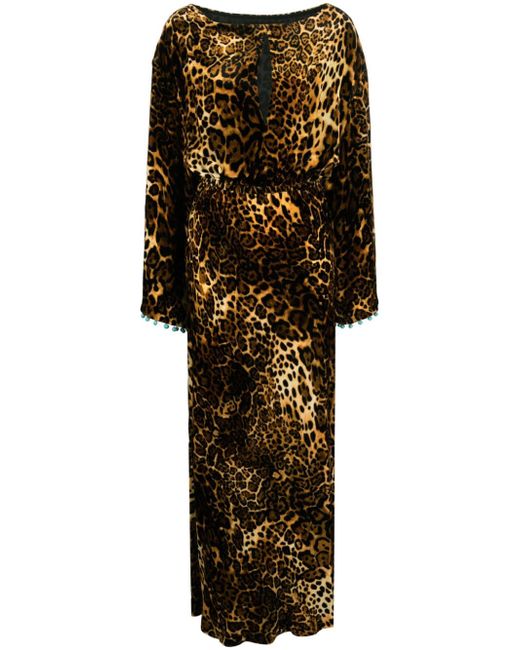Roberto Cavalli leopard-print embellished maxi dress