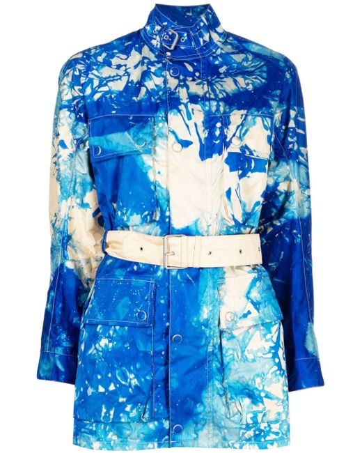Stain Shade belted graphic-print jacket