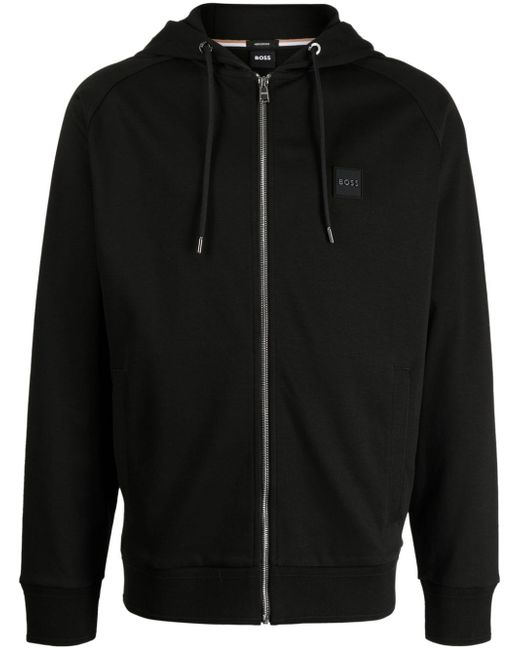 Boss logo-patch drawstring hoodie